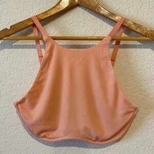 Skims High Neck Bra M Peach Ribbed Bralette BR-HNK-0770 NWT